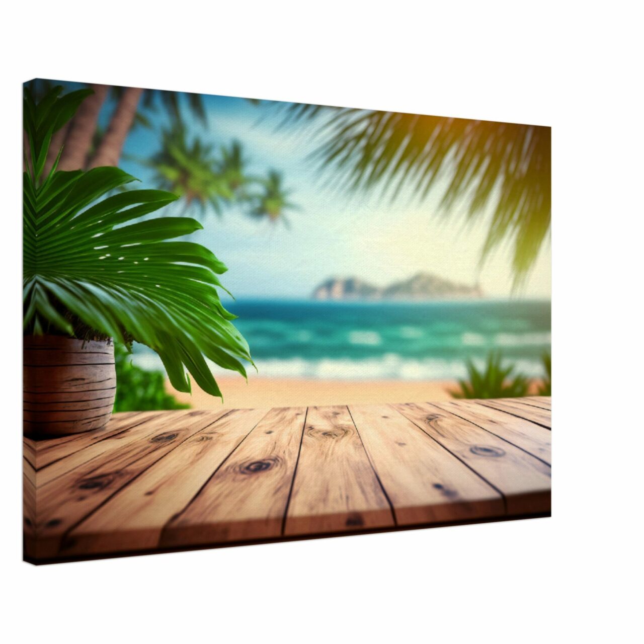 Vu sur la plage au milieu des palmiers