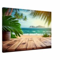 Vu sur la plage au milieu des palmiers