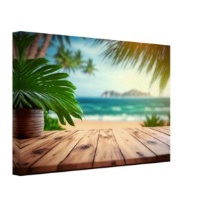 Vu sur la plage au milieu des palmiers