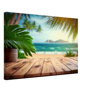 Vu sur la plage au milieu des palmiers