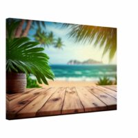 Vu sur la plage au milieu des palmiers