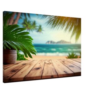 Vu sur la plage au milieu des palmiers