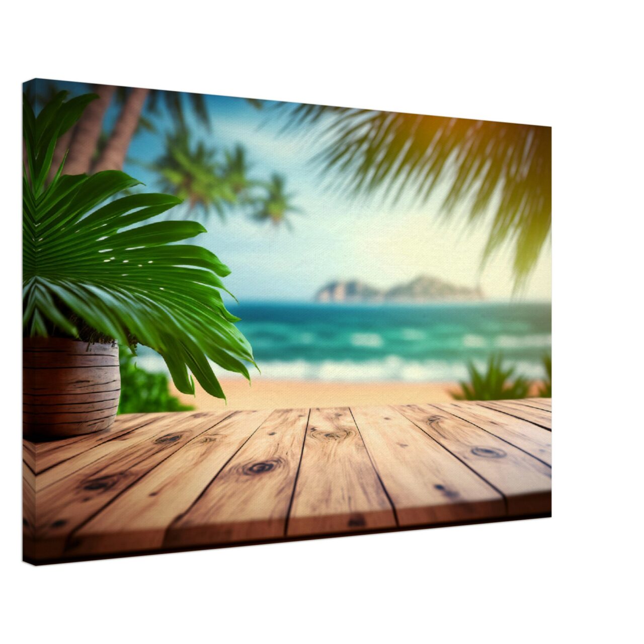 Vu sur la plage au milieu des palmiers