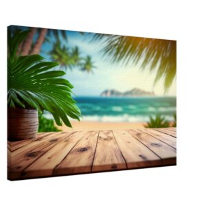 Vu sur la plage au milieu des palmiers