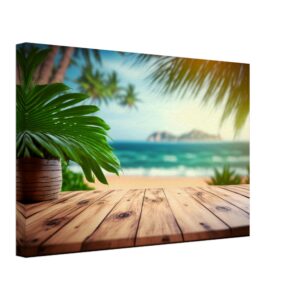 Vu sur la plage au milieu des palmiers