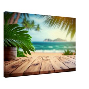 Vu sur la plage au milieu des palmiers