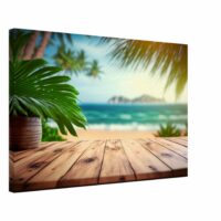 Vu sur la plage au milieu des palmiers