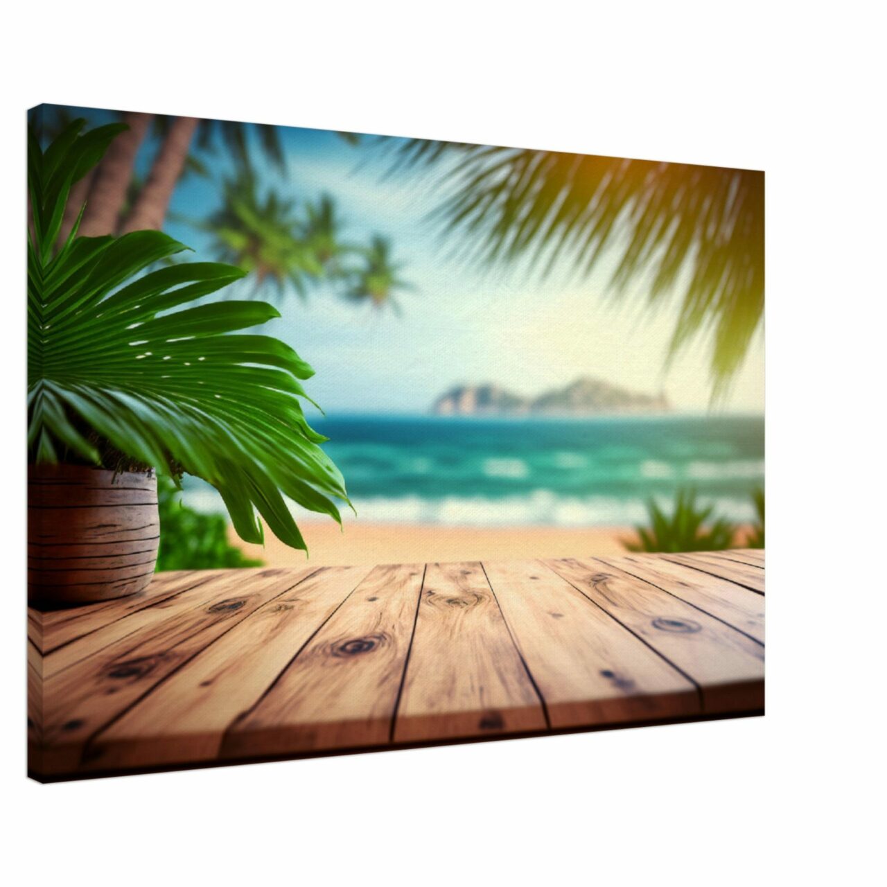 Vu sur la plage au milieu des palmiers