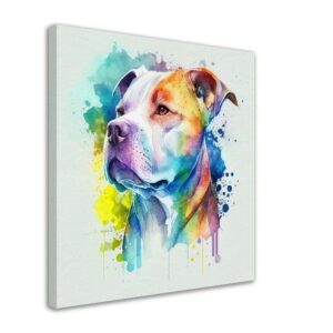 Cadre mural - Portrait Pitbull Aquarelle