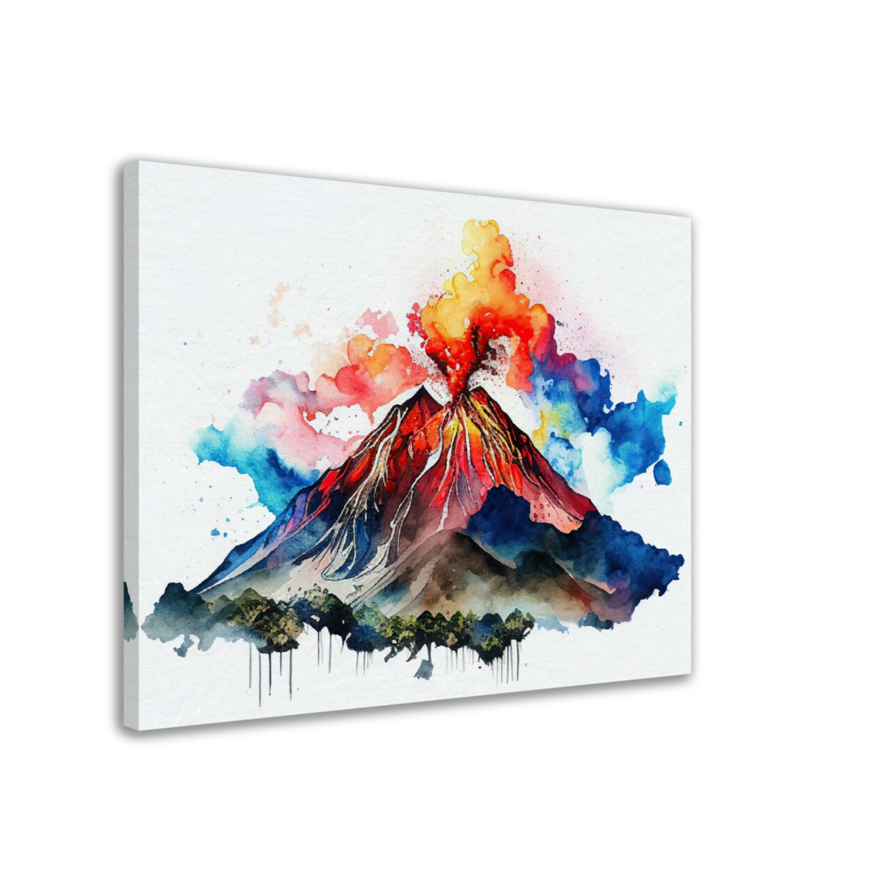 Cadre mural – Aquarelle Volcan La Soufrière en action Cadre mural - Aquarelle Volcan La Soufrière en action