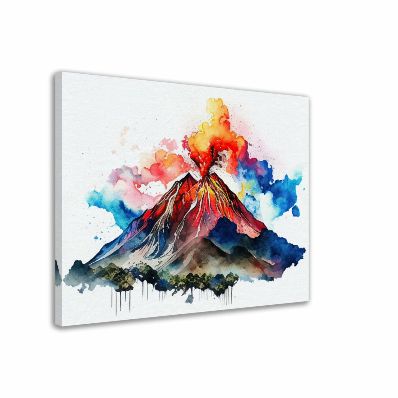 Cadre mural – Aquarelle Volcan La Soufrière en action Cadre mural - Aquarelle Volcan La Soufrière en action