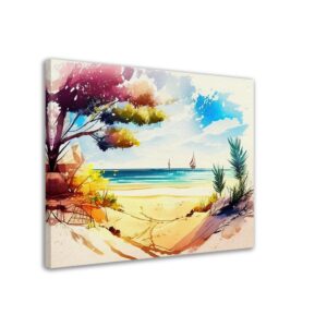 Cadre mural – Aquarelle Vue depuis la plage Cadre mural - Aquarelle Vue depuis la plage