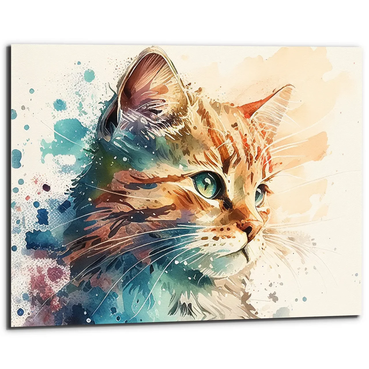 cadre mural aquarelle chaton roux