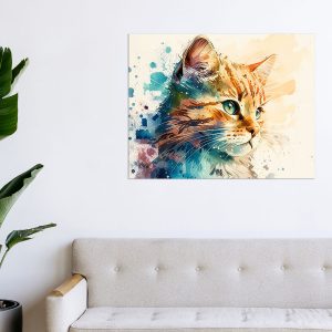 cadre mural aquarelle chaton roux
