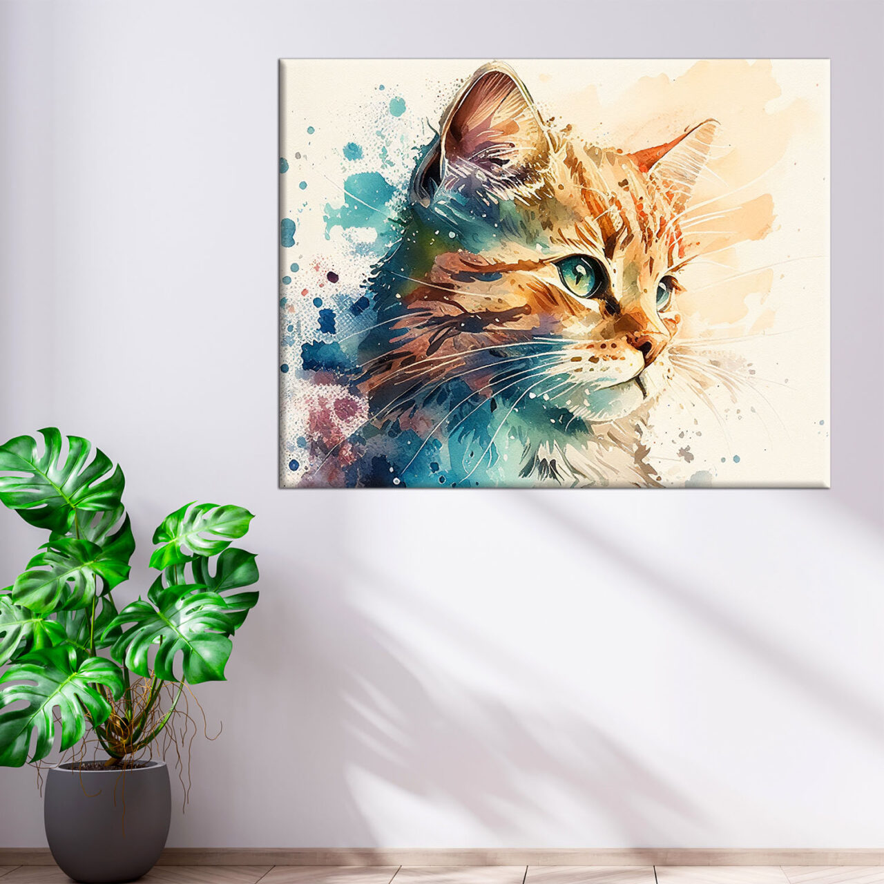 cadre mural aquarelle chaton roux