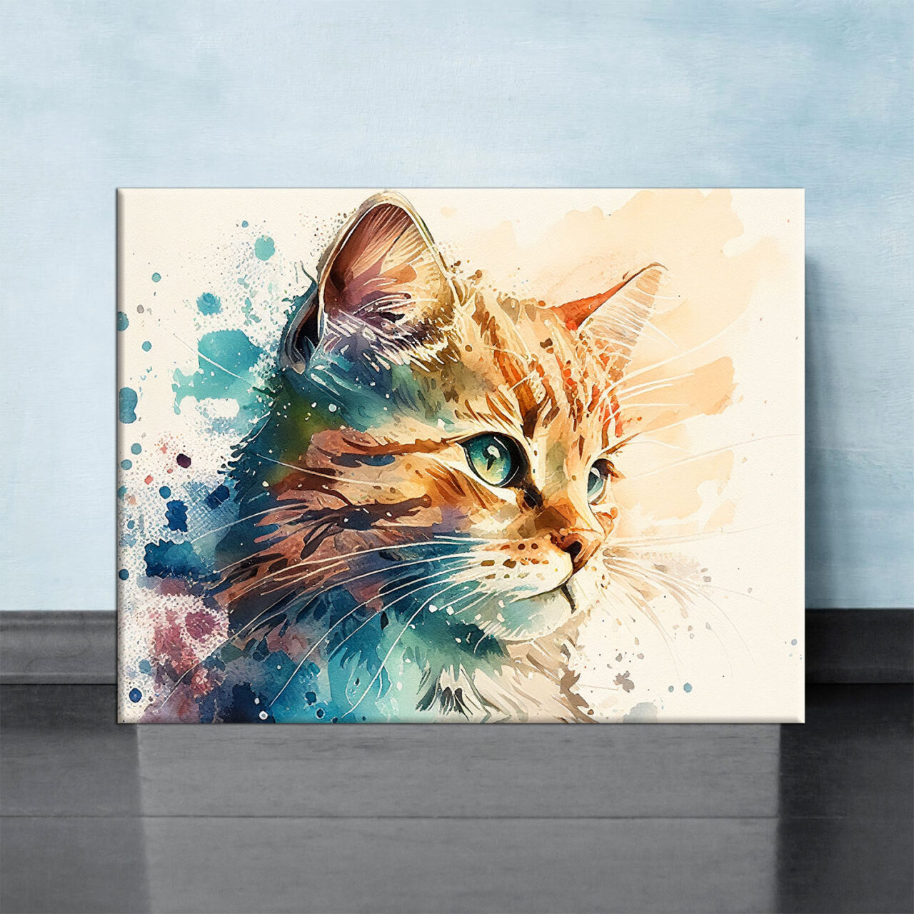 cadre mural aquarelle chaton roux