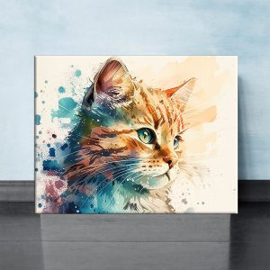 cadre mural aquarelle chaton roux