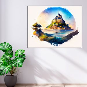 cadre mural aquarelle du mont saint michel