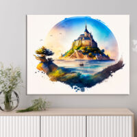 cadre mural aquarelle du mont saint michel