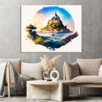 cadre mural aquarelle du mont saint michel