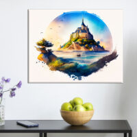 cadre mural aquarelle du mont saint michel