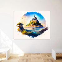 cadre mural aquarelle du mont saint michel