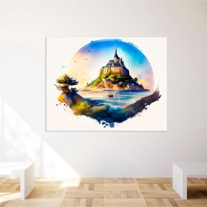 cadre mural aquarelle du mont saint michel