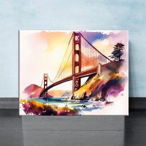 cadre mural aquarelle golden gate bridge san francisco