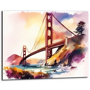 Cadre mural – Aquarelle Golden Gate bridge San Francisco Cadre mural – Aquarelle Golden Gate bridge San Francisco