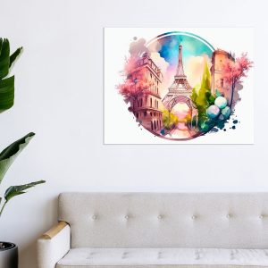 cadre mural aquarelle paris cercle de l'amour