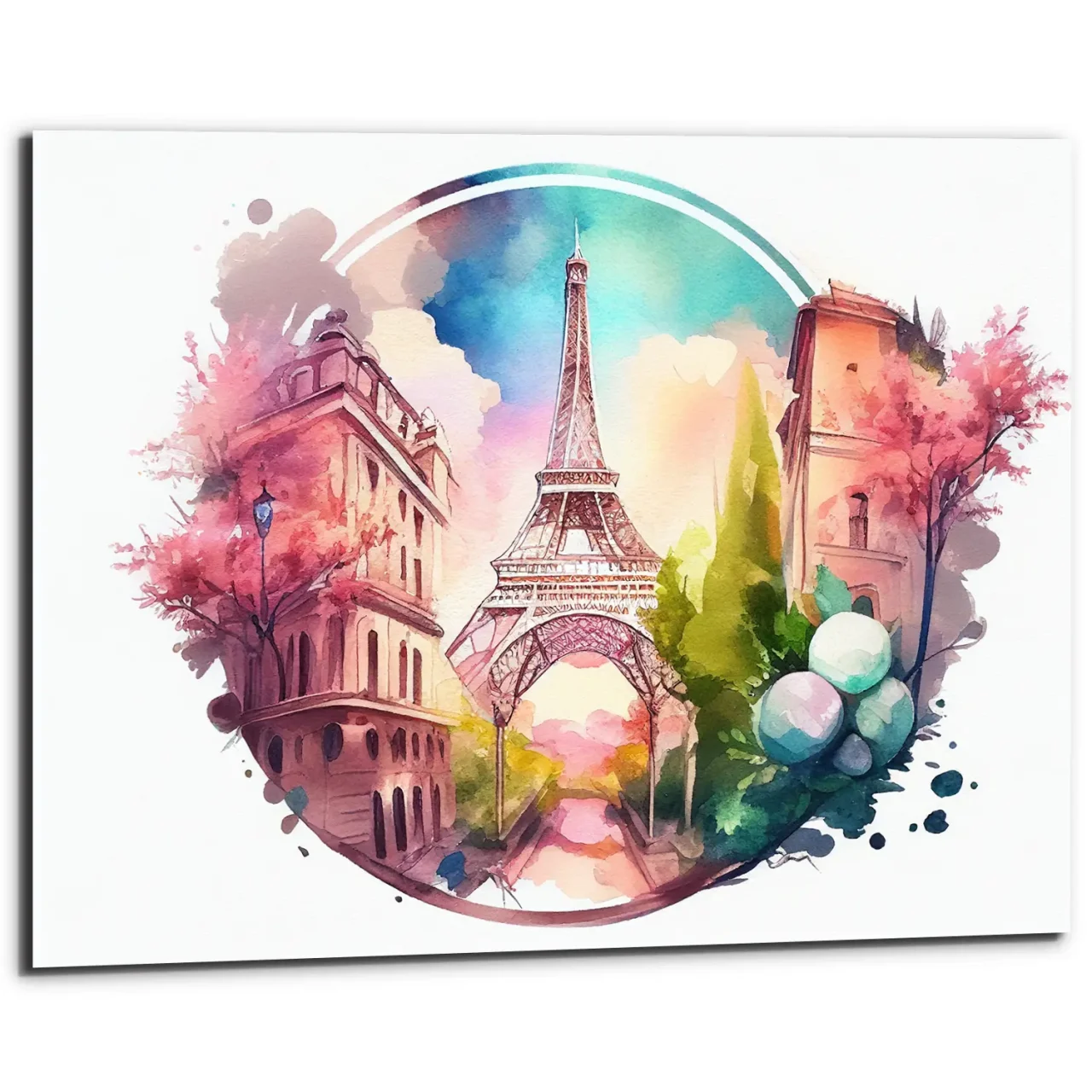 cadre mural aquarelle paris cercle de l'amour