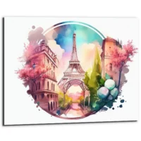 Cadre mural – Aquarelle Paris cercle de l’amour cadre mural aquarelle paris cercle de l'amour