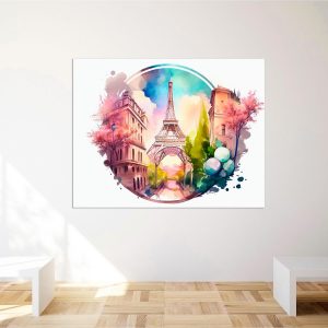 cadre mural aquarelle paris cercle de l'amour