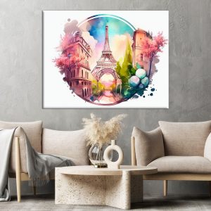 cadre mural aquarelle paris cercle de l'amour