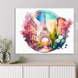 cadre mural aquarelle paris cercle de l'amour