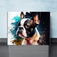 cadre mural aquarelle portrait d'un boston terrier