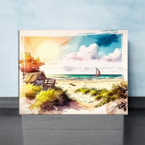 Cadre mural – Aquarelle Sur la plage dans les landes cadre mural aquarelle sur la plage dans les landes