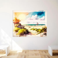 Cadre mural – Aquarelle Sur la plage dans les landes cadre mural aquarelle sur la plage dans les landes