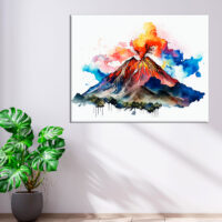 Cadre mural – Aquarelle Volcan La Soufrière en action cadre mural aquarelle volcan la soufrière en action