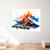 Cadre mural – Aquarelle Volcan La Soufrière en action cadre mural aquarelle volcan la soufrière en action