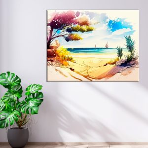 Cadre mural – Aquarelle Vue depuis la plage cadre mural aquarelle vue depuis la plage