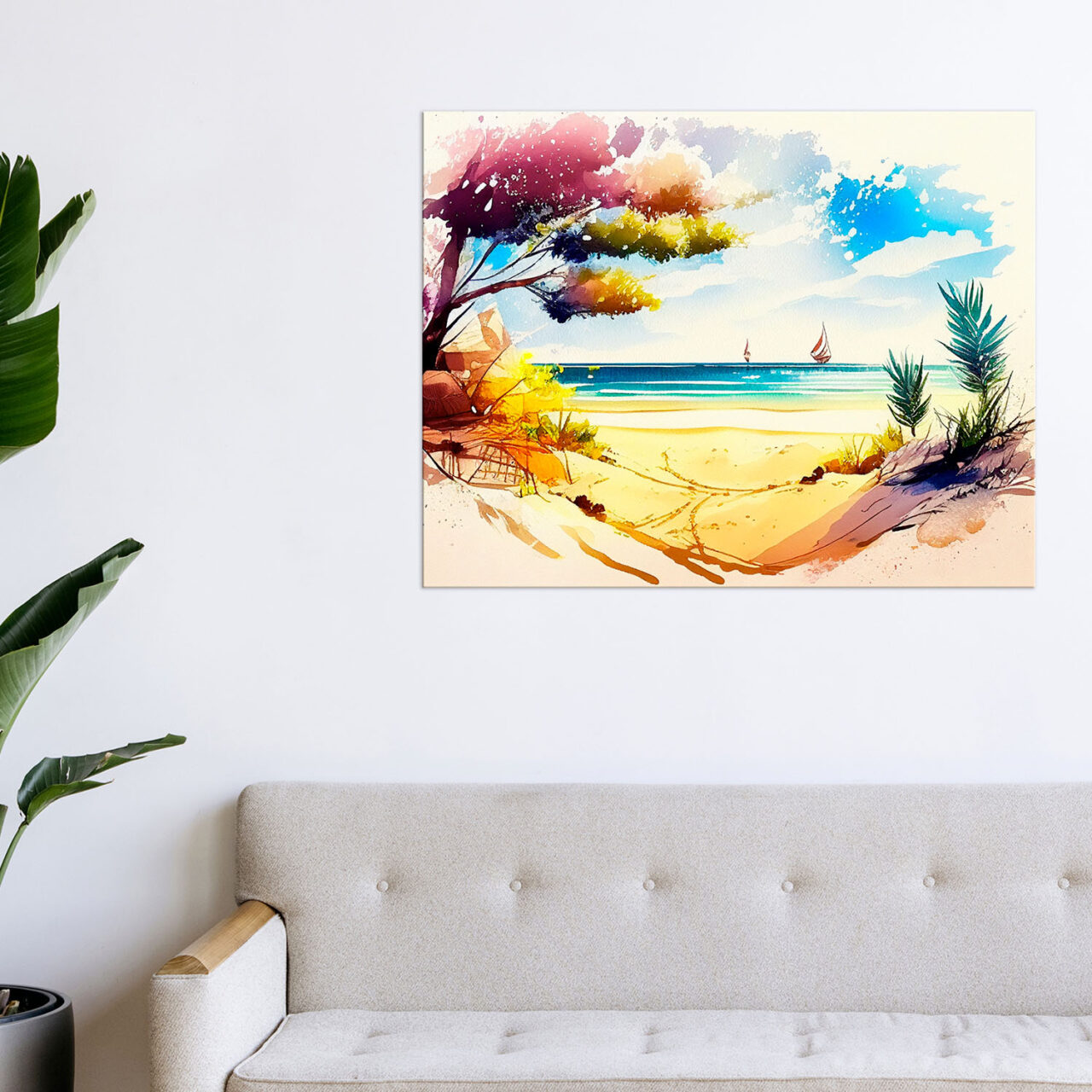 Cadre mural – Aquarelle Vue depuis la plage cadre mural aquarelle vue depuis la plage