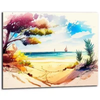 Cadre mural – Aquarelle Vue depuis la plage cadre mural aquarelle vue depuis la plage
