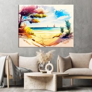 Cadre mural – Aquarelle Vue depuis la plage cadre mural aquarelle vue depuis la plage