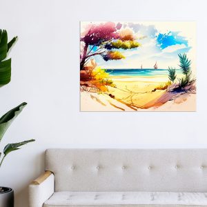 Cadre mural – Aquarelle Vue depuis la plage cadre mural aquarelle vue depuis la plage