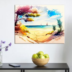 Cadre mural – Aquarelle Vue depuis la plage cadre mural aquarelle vue depuis la plage