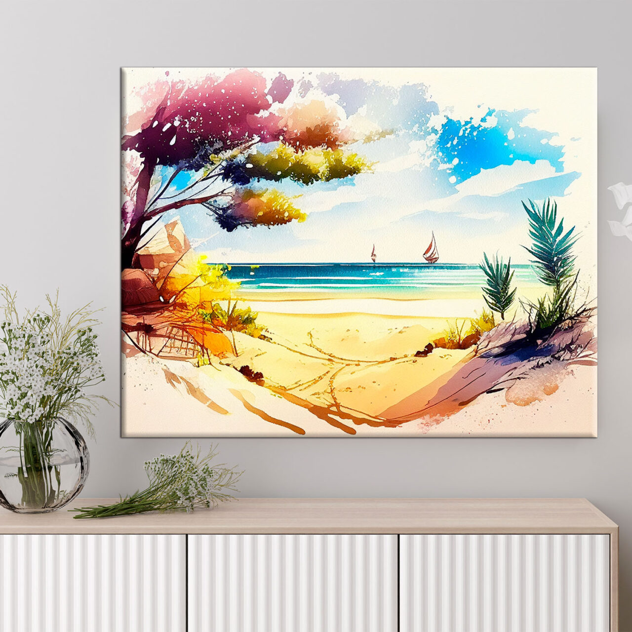 Cadre mural – Aquarelle Vue depuis la plage cadre mural aquarelle vue depuis la plage