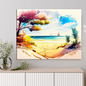 Cadre mural – Aquarelle Vue depuis la plage cadre mural aquarelle vue depuis la plage