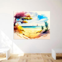 Cadre mural – Aquarelle Vue depuis la plage cadre mural aquarelle vue depuis la plage