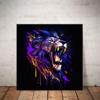 Cadre mural – Lion Mauve sur fond noir cadre mural lion mauve sur fond noir